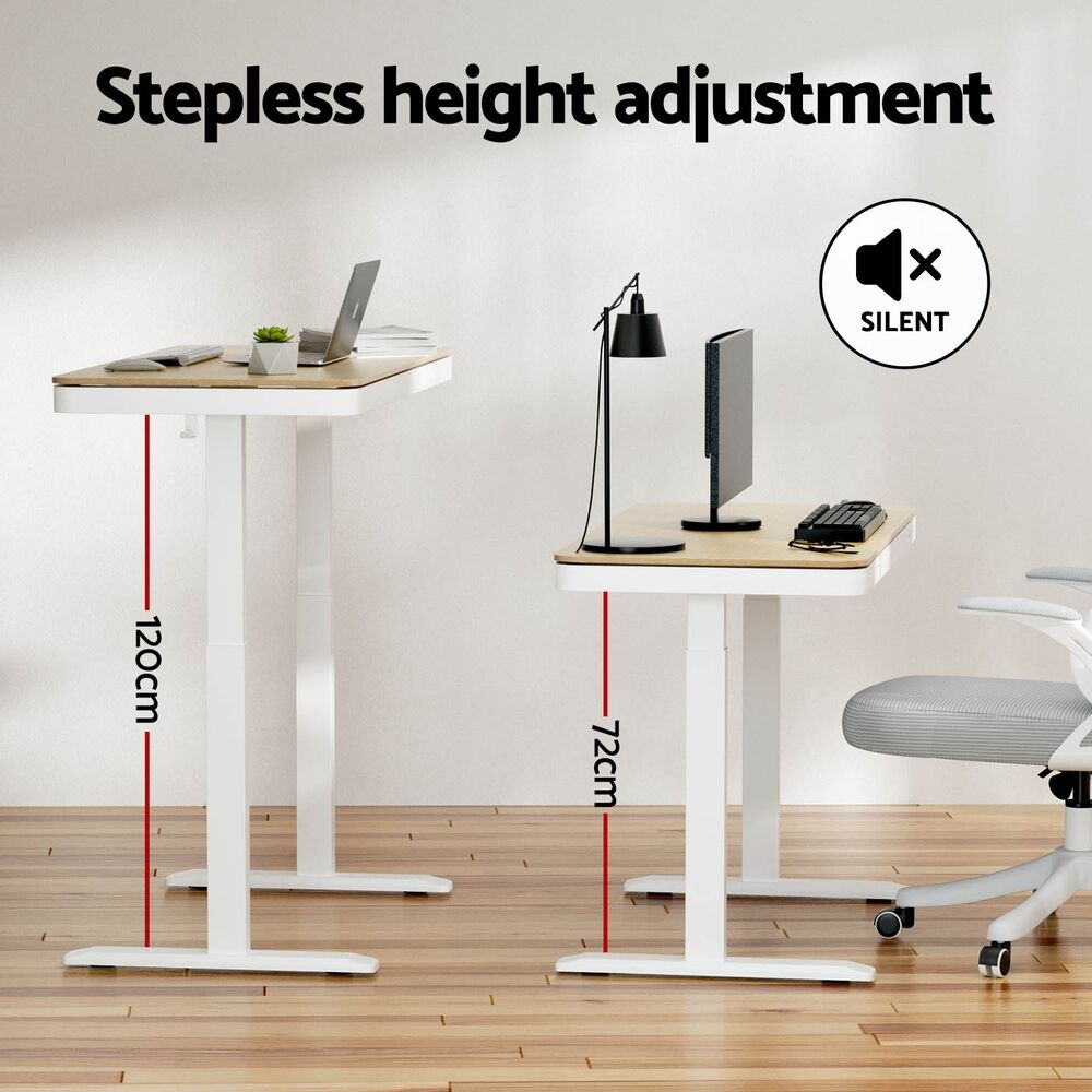 Standing Desk Motorised Electric Dual Motor Draw 120CM Oak Price