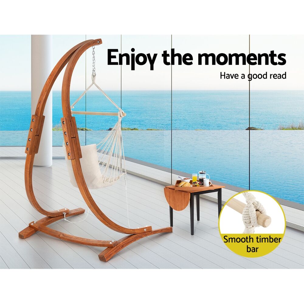 Hammock Chair Timber Outdoor Furniture Camping with Stand White Price