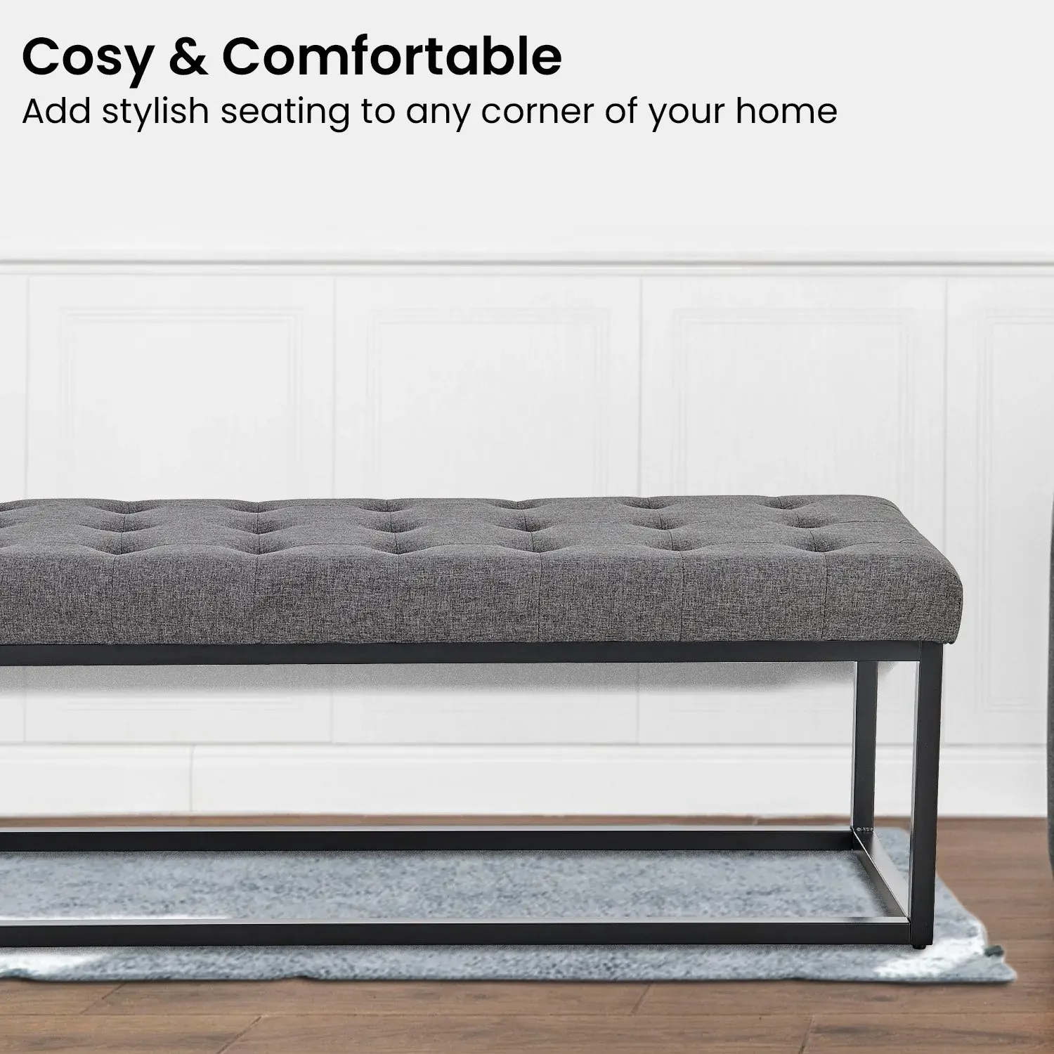 Cameron Button-Tufted Upholstered Bench with Metal Legs Price