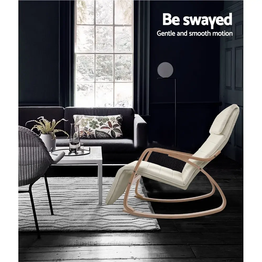 Fabric Rocking Armchair with Adjustable Footrest Price