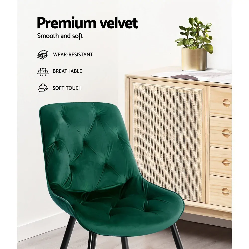 Set of 2 Starlyn Dining Chairs Kitchen Chairs Velvet Padded Seat Price