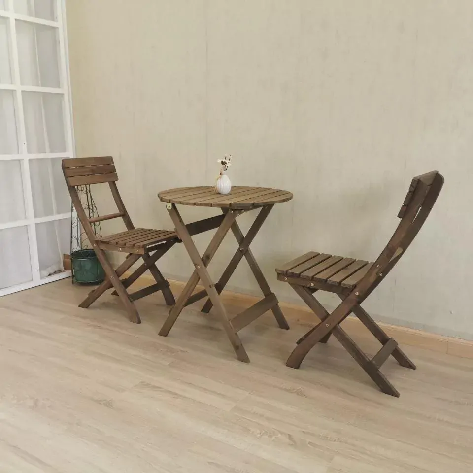 Folding Bistro Set Solid Fir Wood Table Garden Outdoor Lounge Price