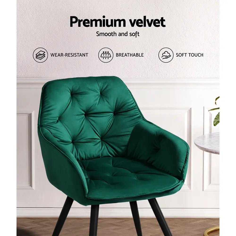 Set of 2 Calivia Dining Chairs Kitchen Chairs Upholstered Velvet Price