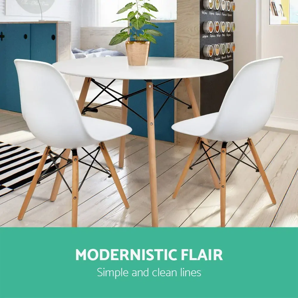 Dining Table 4 Seater Round Replica DSW Eiffel Kitchen Timber White Price