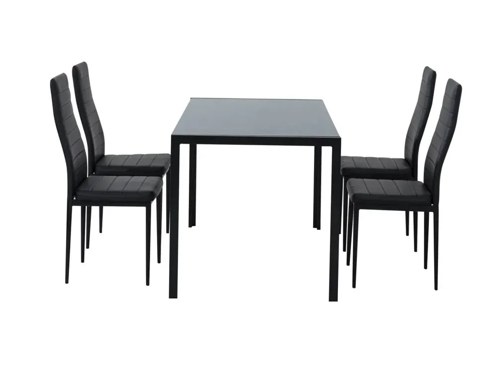 5PC Indoor Dining Table and Chairs Dinner Set Glass Leather Kitchen Price
