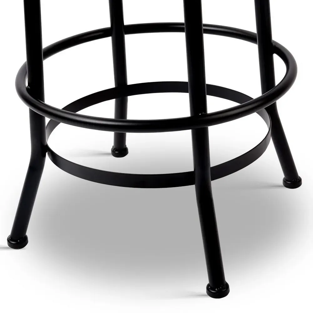 Bar Stool Industrial Round Seat Wood Metal - Black and Brown Price