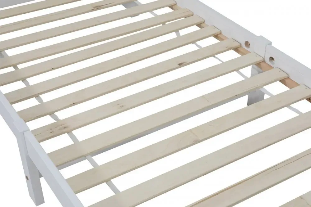 Weetulta Solid Pine Timber Bed Frame with Bookshelf Storage Headboard- White Price