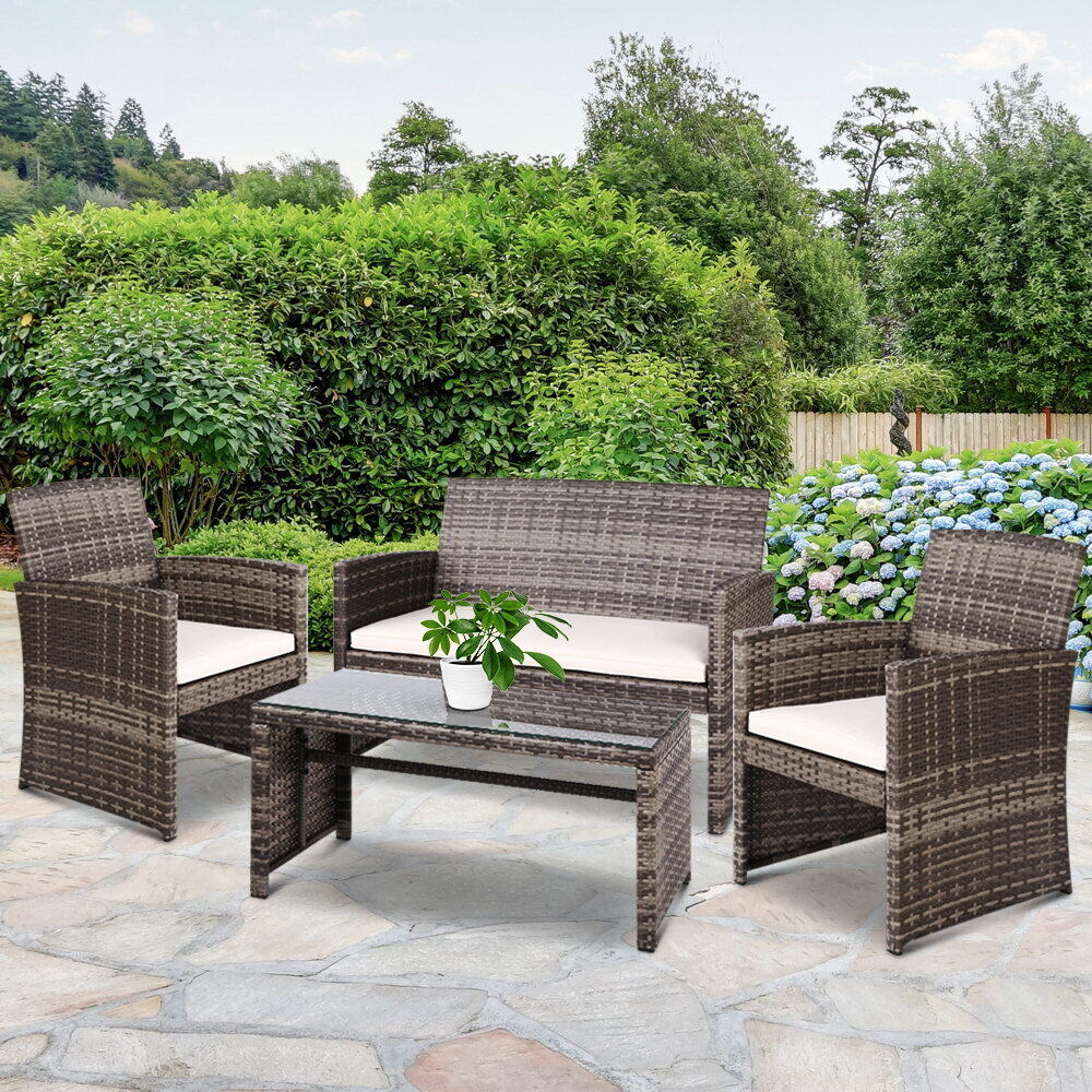Set of 4 Outdoor Lounge Setting Rattan Patio Wicker Dining Set Price