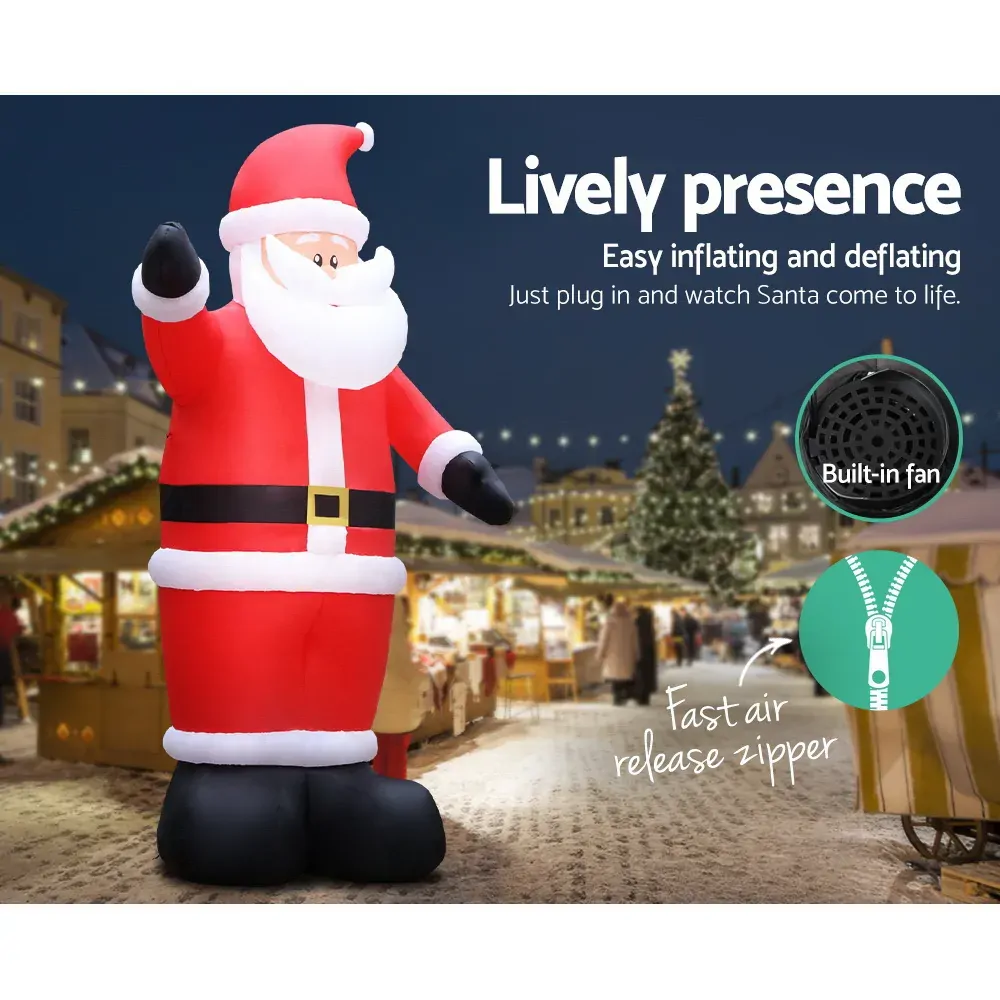 Jingle Jollys Christmas Inflatable Santa Decorations Outdoor Air-Power Light Price