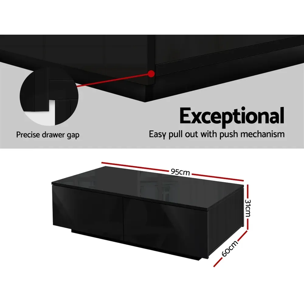 Modern Coffee Table 4 Storage Drawers High Gloss Living Room Furniture Price