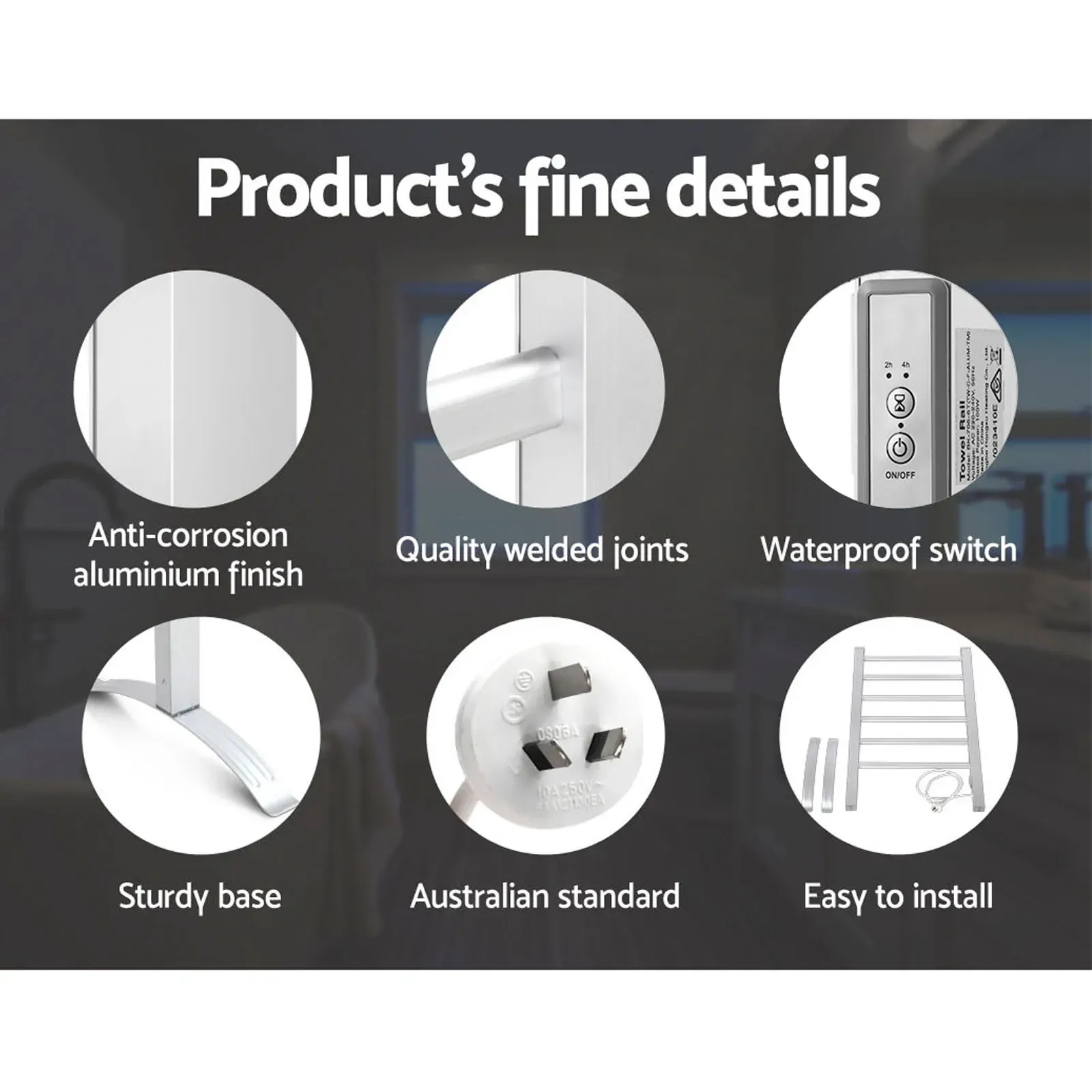 Electric Heated Towel Rail Rails Warmer Rack Aluminium Price