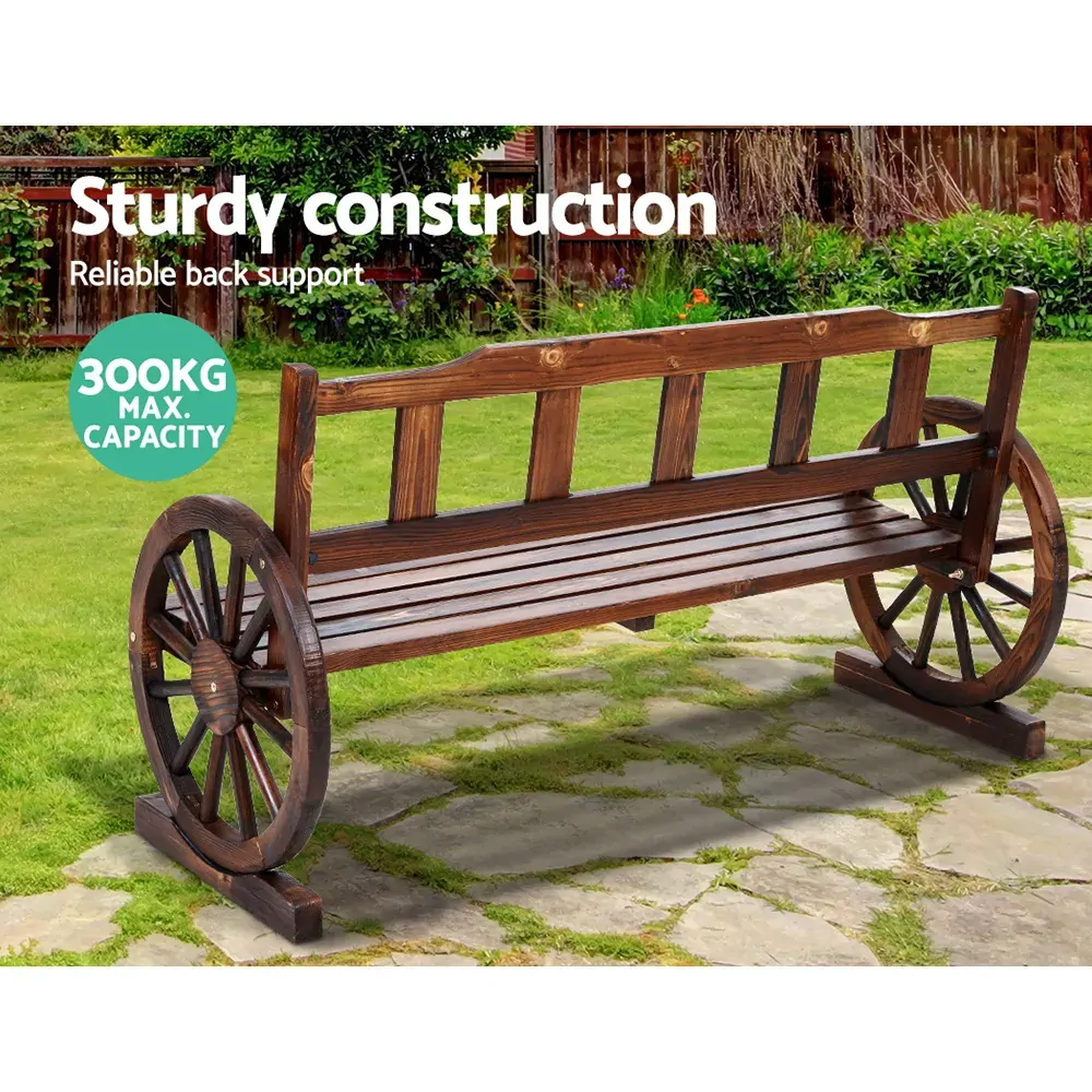 Garden Bench Wooden Wagon Chair Outdoor Furniture Backyard Lounge Charcoal Price