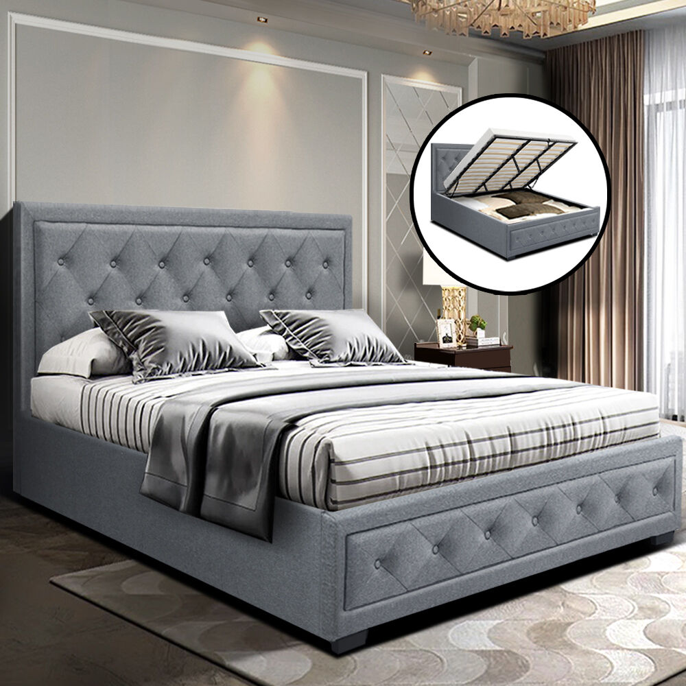 Antonio Bed Frame Fabric Gas Lift Storage Price
