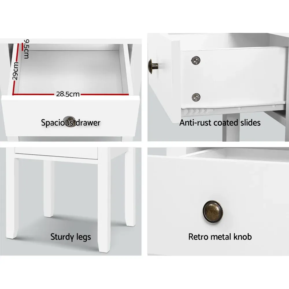 Timonium Bedside Tables Drawer Side Table Nightstand White Storage Cabinet White Shelf Price