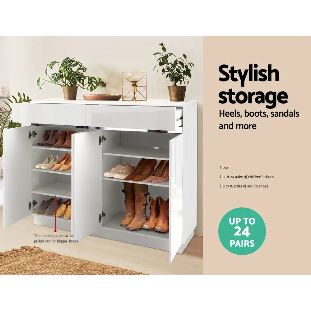 120cm Shoe Cabinet Shoes Storage Rack High Gloss Cupboard Drawers Price