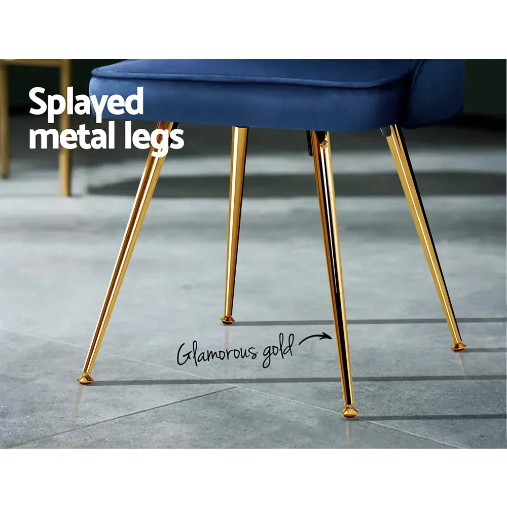Set of 2 Dining Chairs Retro Chair Cafe Kitchen Modern Metal Legs Velvet Price