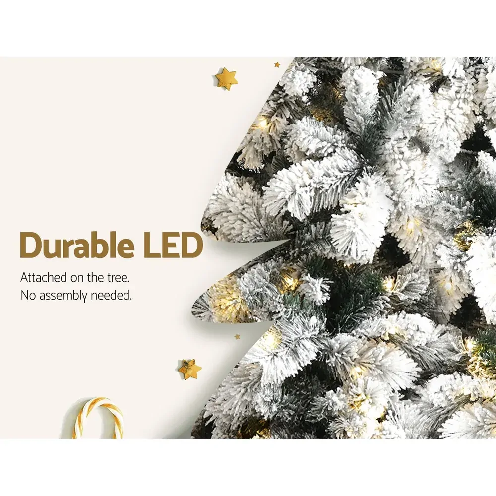 Jingle Jollys Christmas Tree Xmas Tree with LED Lights Snowy Tips Price