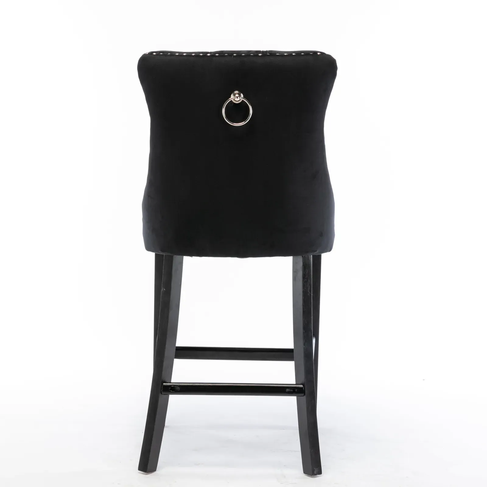 2X Velvet Bar Stools with Studs Trim Wooden Legs Tufted Dining Chairs Kitchen Price