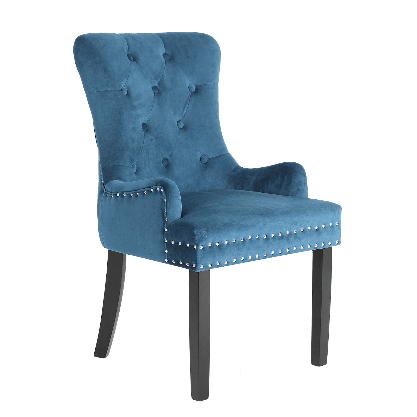 French Provincial Dining Chair Ring Studded Lisse Velvet Rubberwood Price