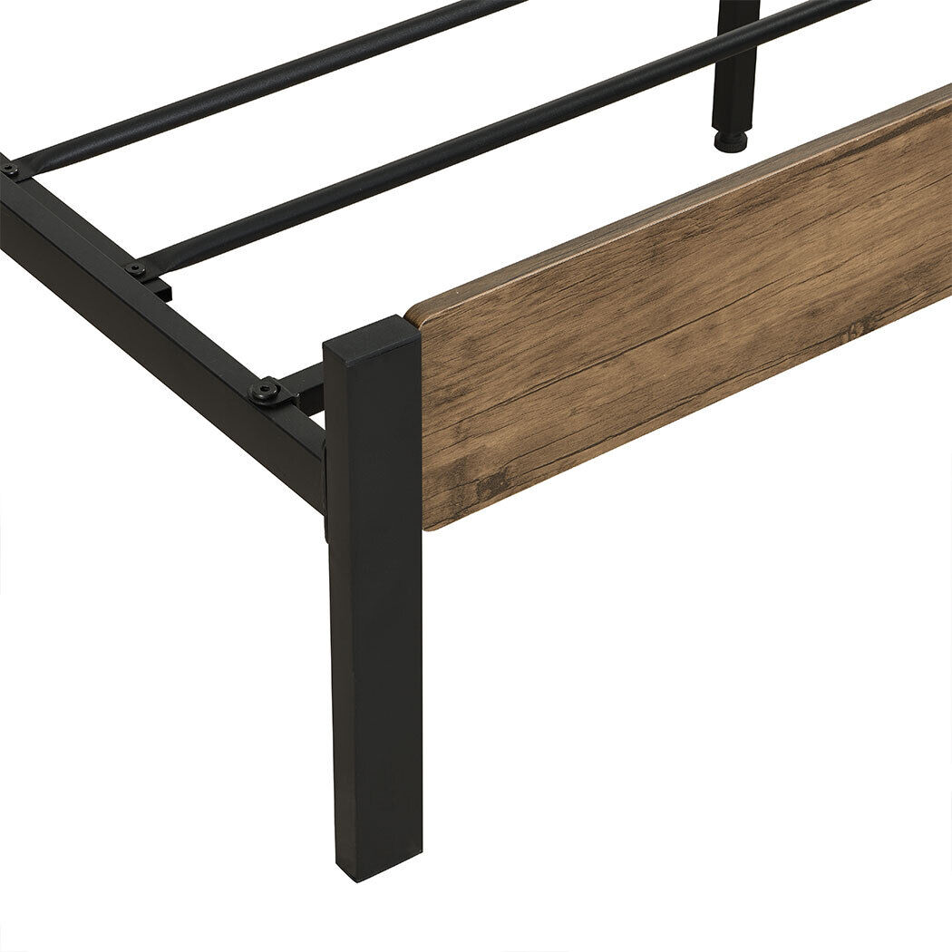 Adrian Metal Bed Frame Mattress Base Platform Wooden Headboard Brown Price