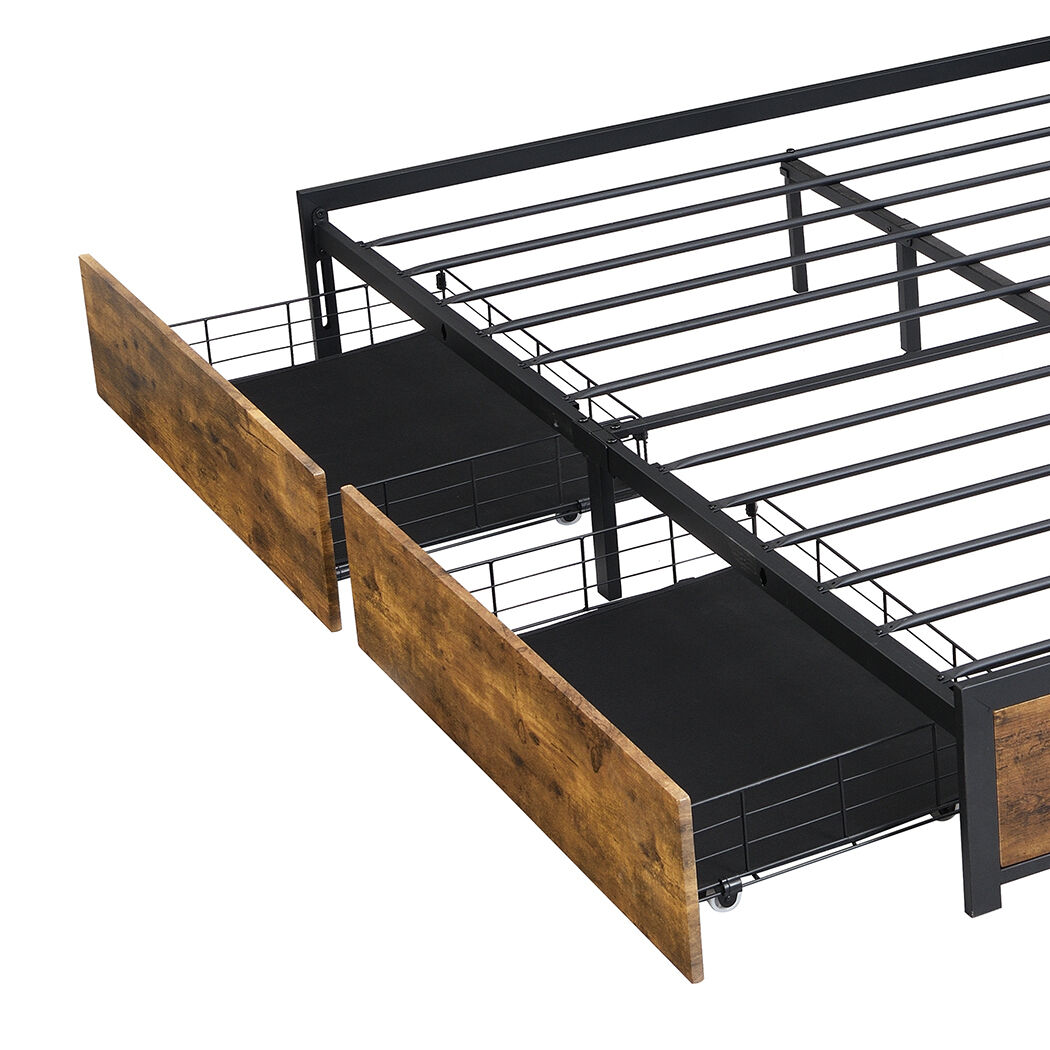 Metal Bed Frame Mattress Base Platform Wooden 4 Drawers Price
