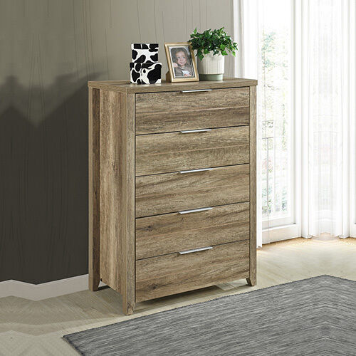 Tallboy with 5 Storage Drawers Natural Wood like MDF Price