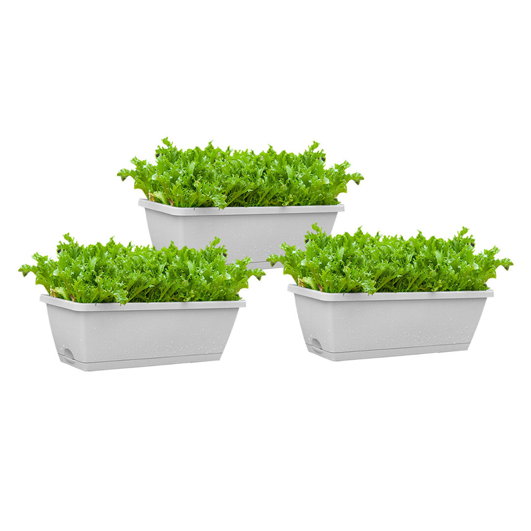 49.5cm Rectangular Planter Vegetable Herb Flower Outdoor Plastic Box with Holder Balcony Garden Décor Price