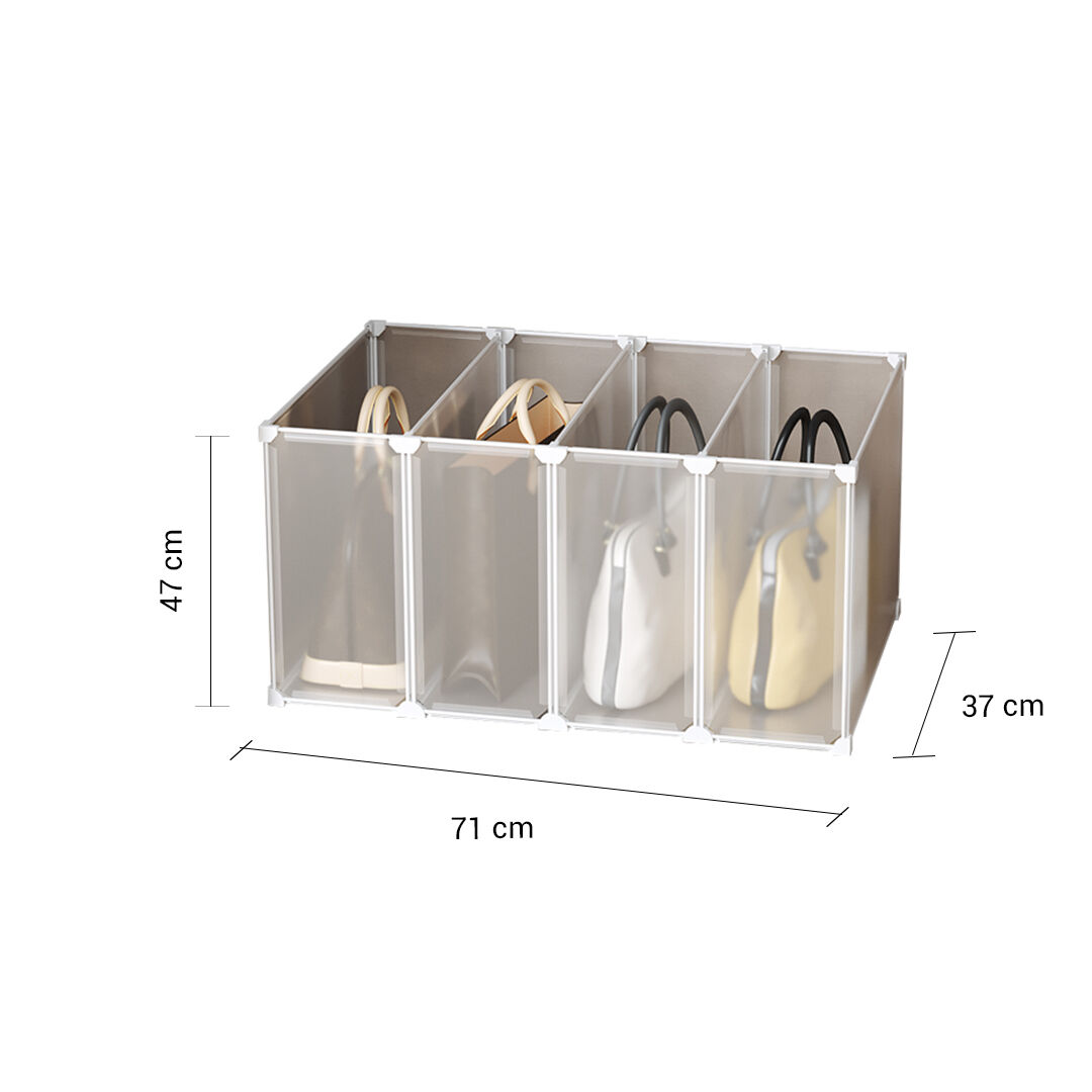 1 Tier Multifunctional PP Plastic Bag Box Portable Cubby DIY Storage Shelves Stackable Handbag Purse Organiser Price