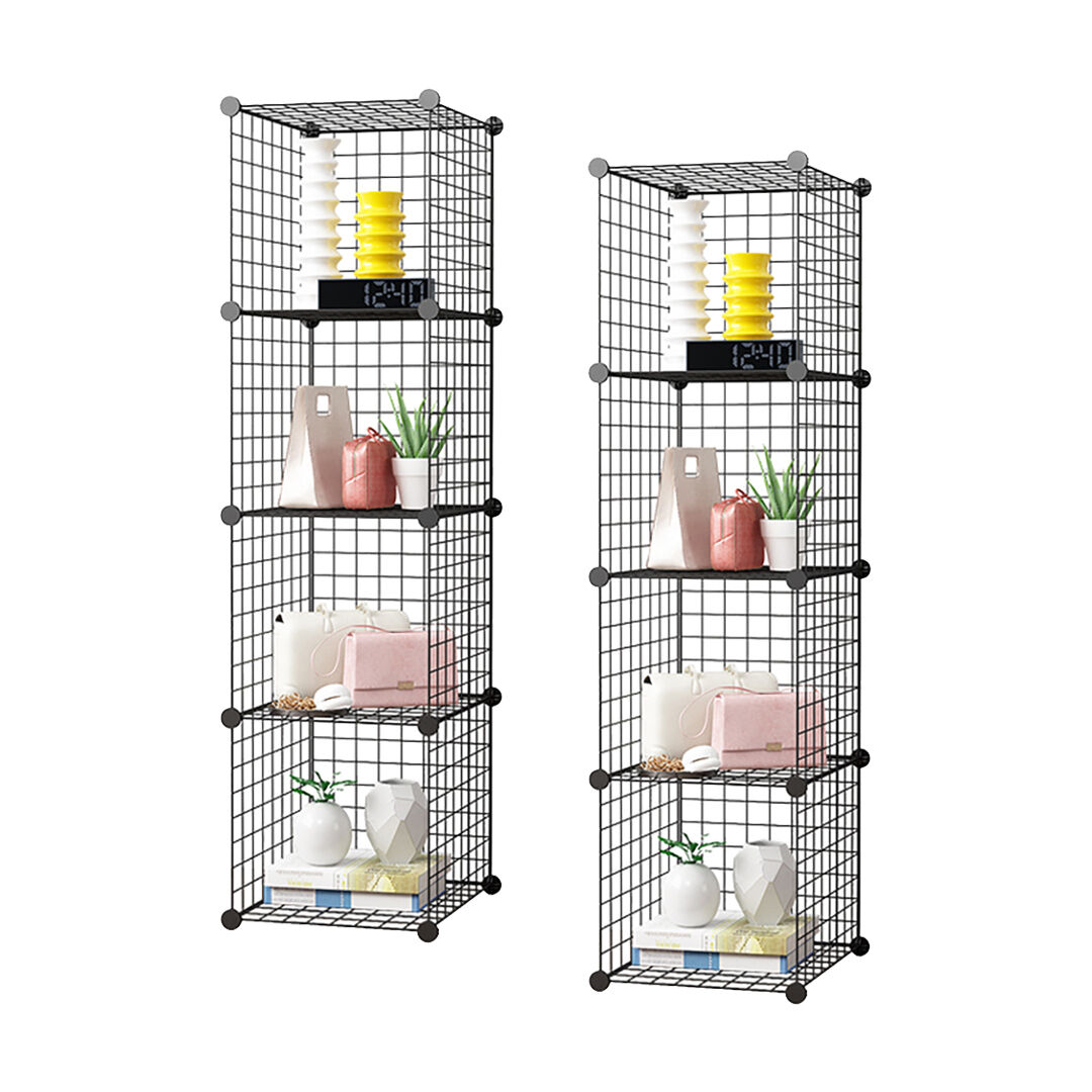 Black Portable Storage Organiser Foldable DIY Modular Grid Space Saving Shelf Price