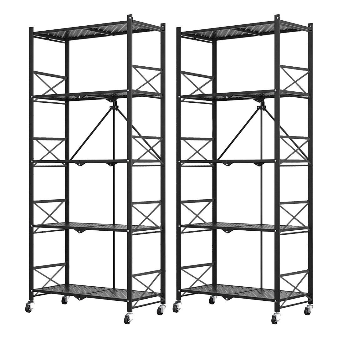 4 Tier Steel White Foldable Display Stand Multi-Functional Shelves Portable Storage Organizer with Wheels Price