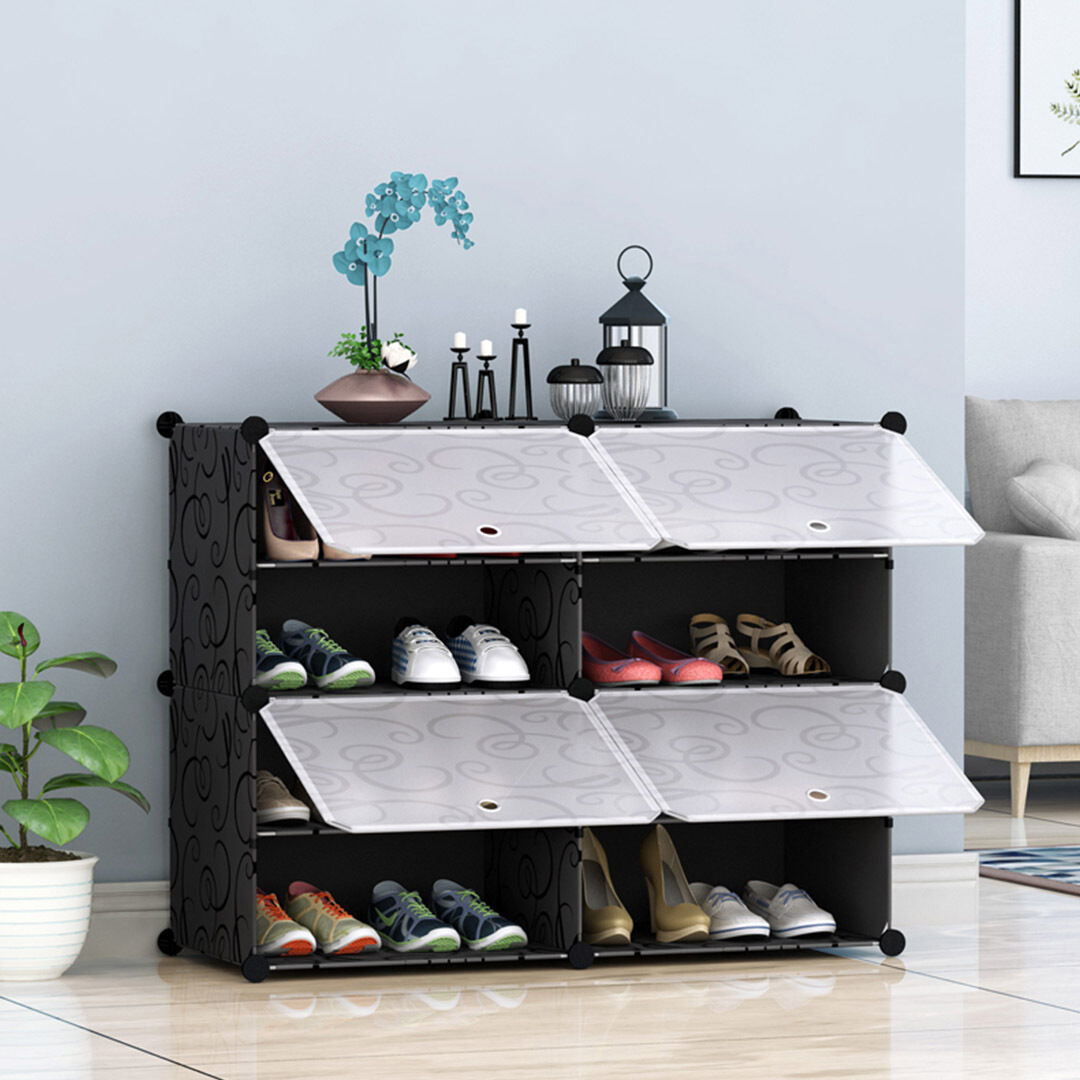 2 Column Shoe Rack Organizer Sneaker Footwear Storage Stackable Stand Cabinet Portable Wardrobe with Cover Price