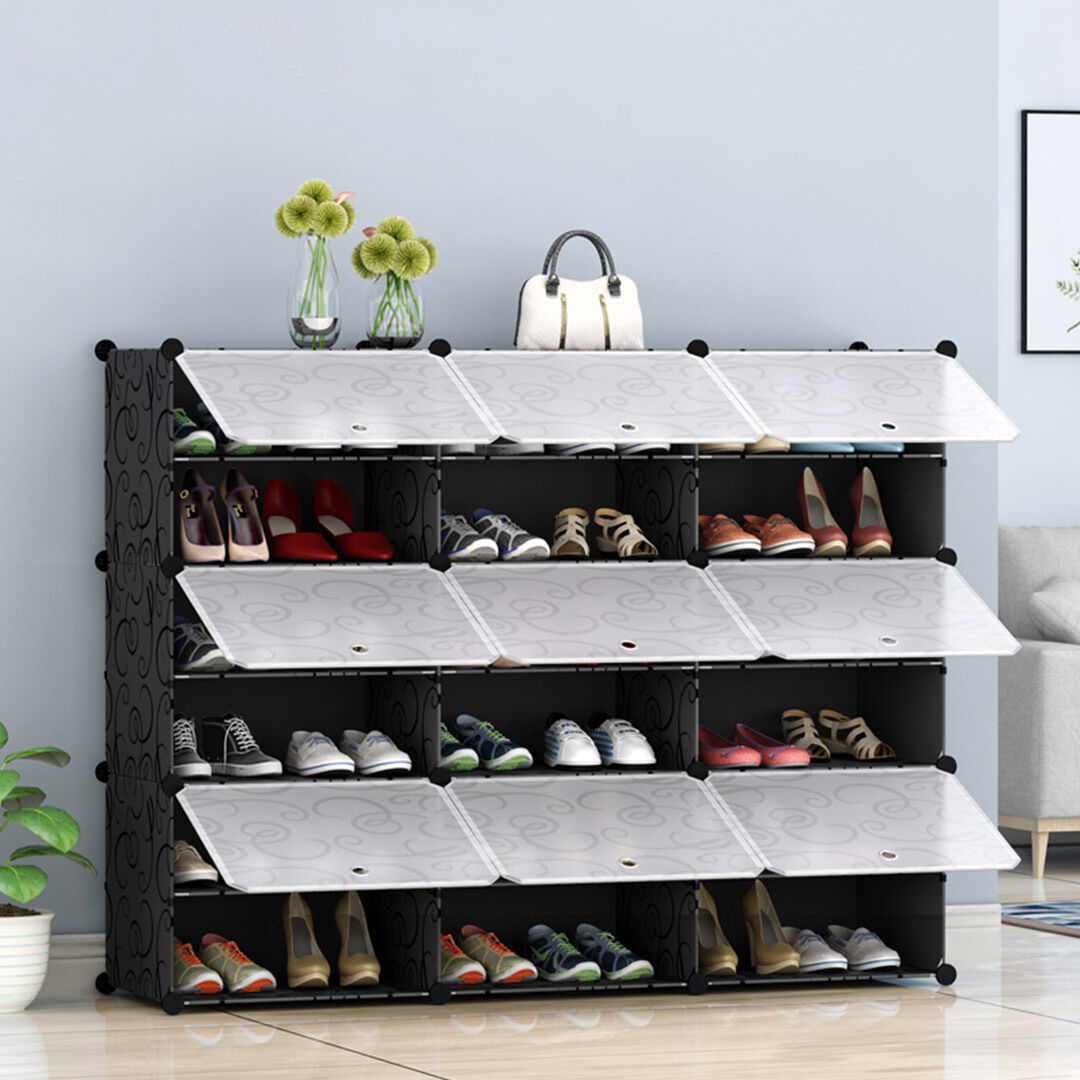 3 Column Shoe Rack Organizer Sneaker Footwear Storage Stackable Stand Cabinet Portable Wardrobe with Cover Price