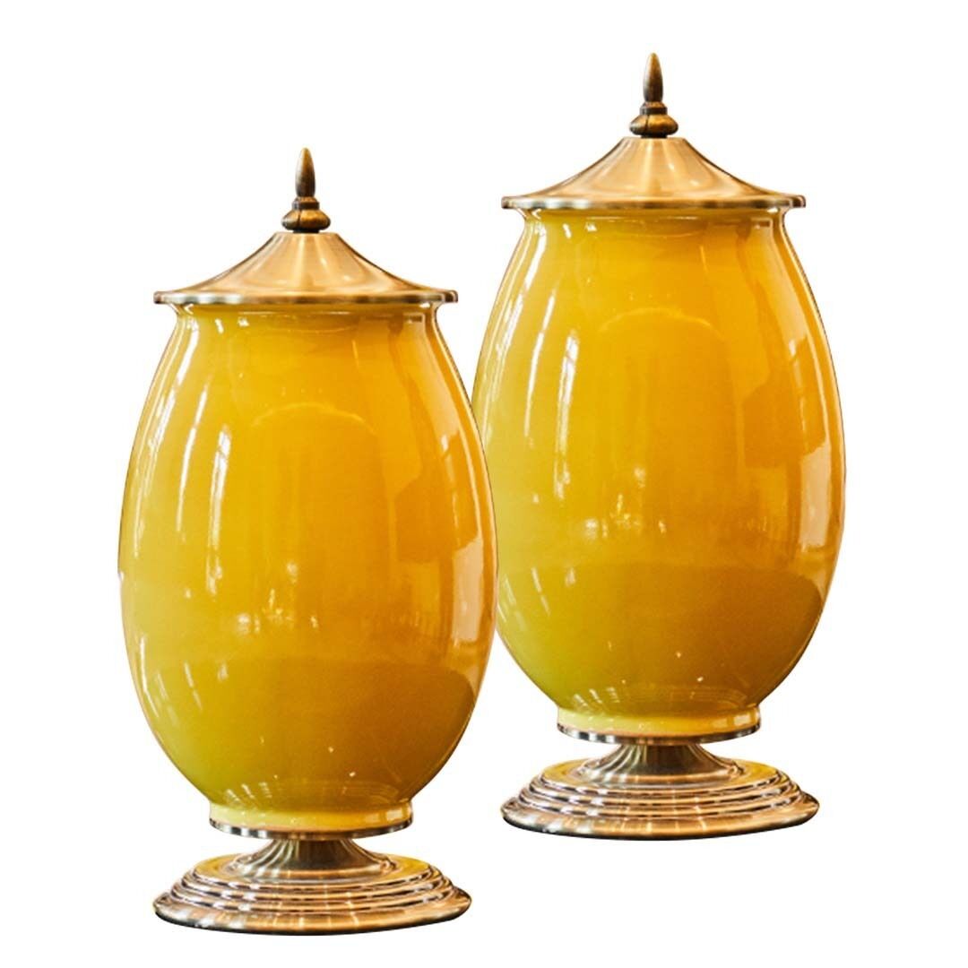 40.5cm Ceramic Oval Flower Vase with Gold Metal Base Price