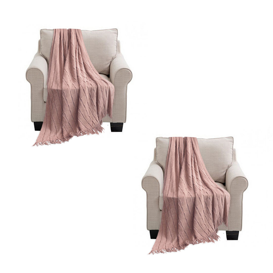 Textured Knitted Throw Blanket Warm Cozy Woven Cover Couch Bed Sofa Home Decor with Tassels Price