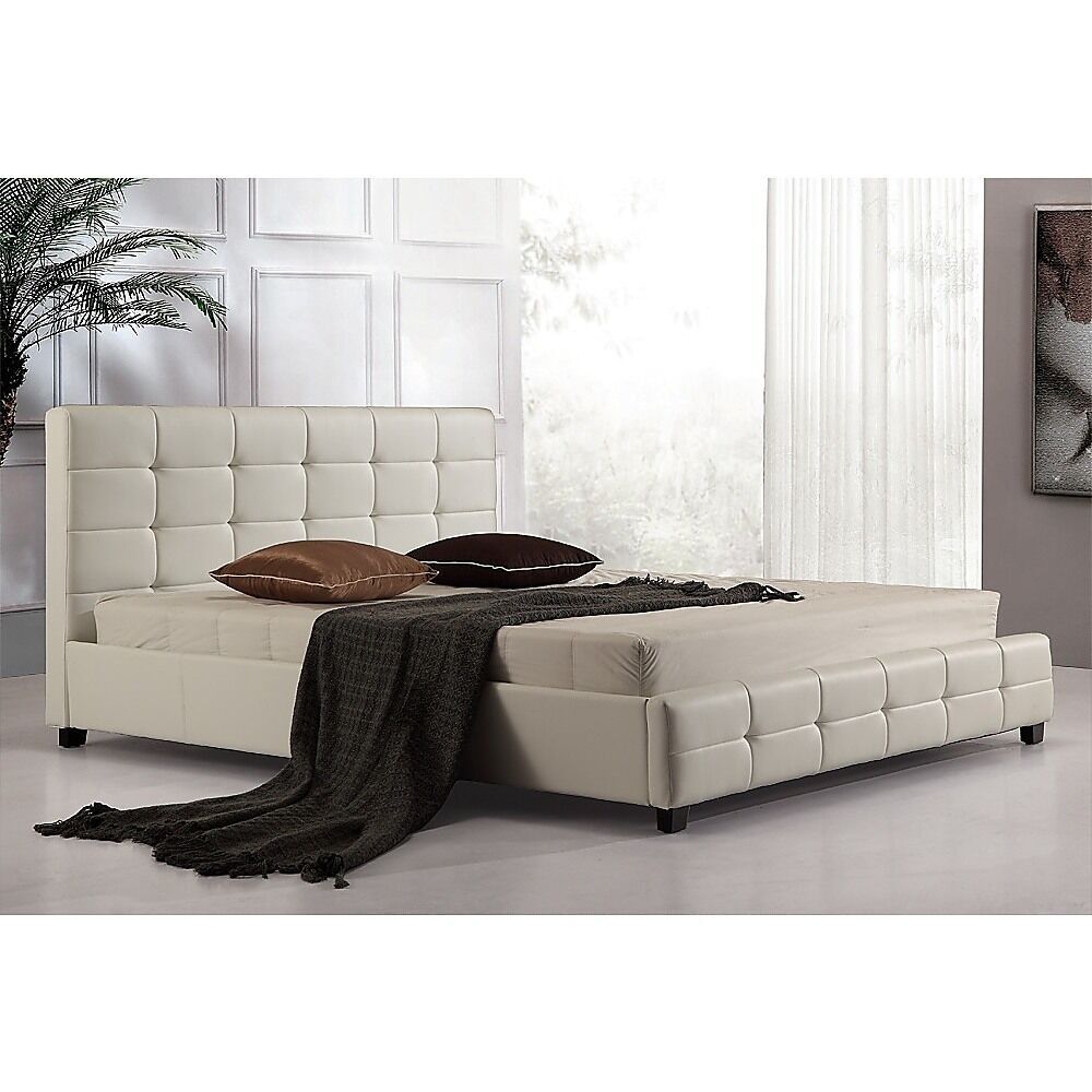 Arrow Double PU Leather Deluxe Bed Frame White Price