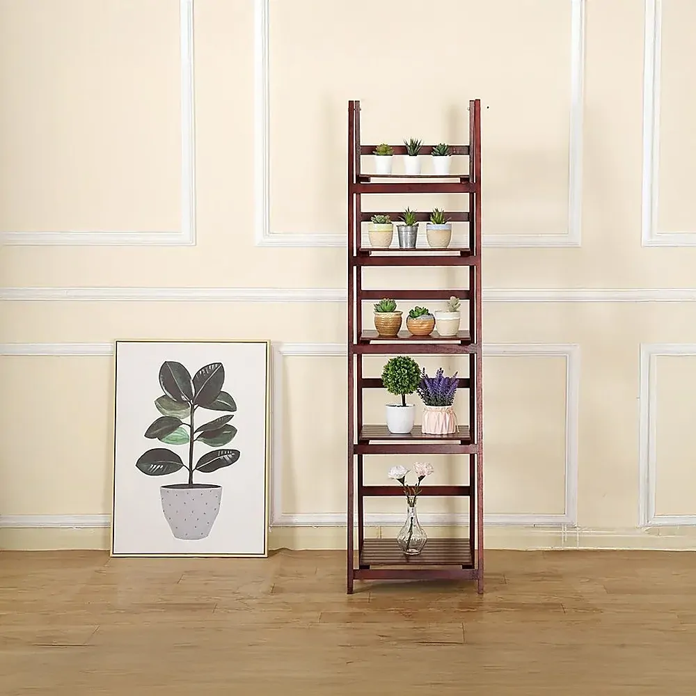 5 Tier Wooden Ladder Shelf Stand Storage Book Shelves Shelving Display Rack Price