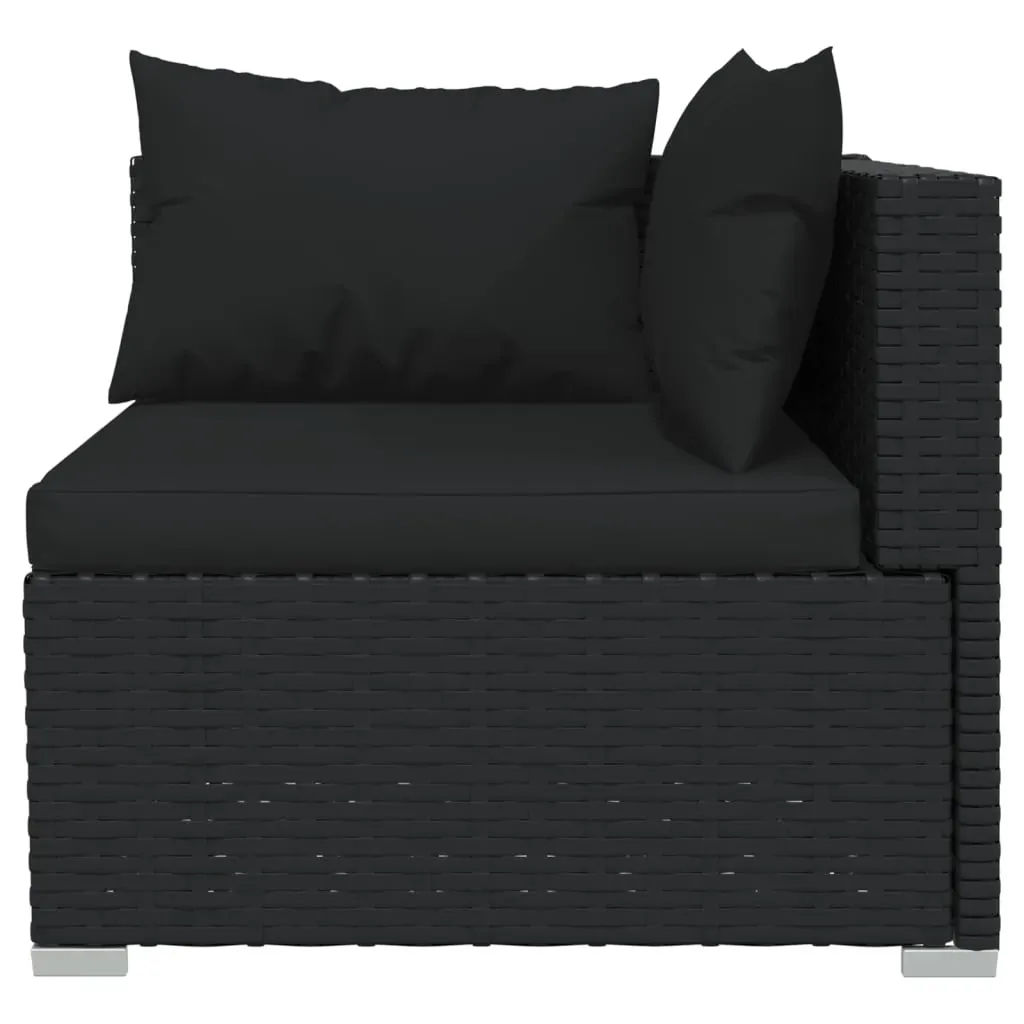 Garden Lounge Set with Cushions Poly Rattan Black Price
