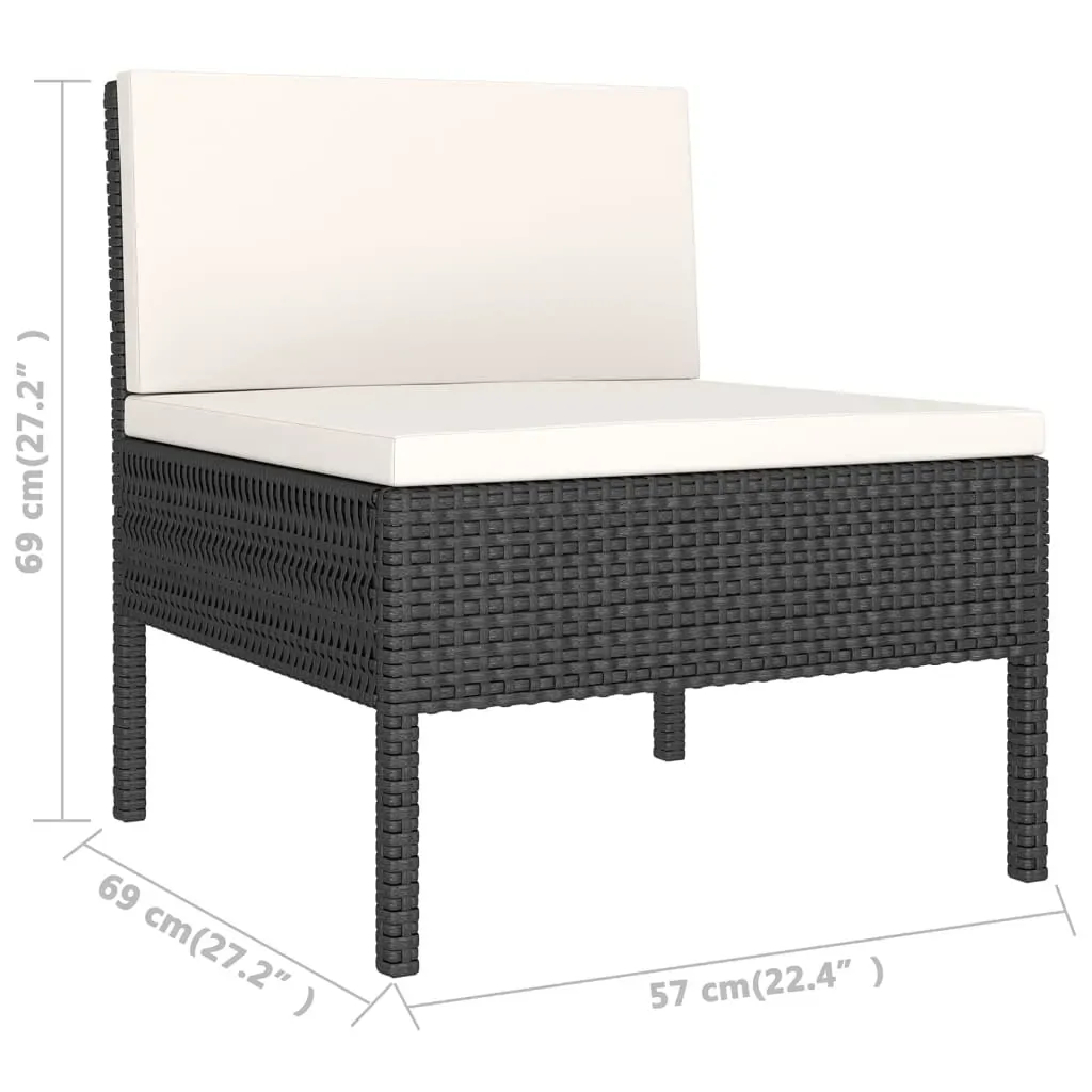 Garden Lounge Set with Cushions Poly Rattan Black Price