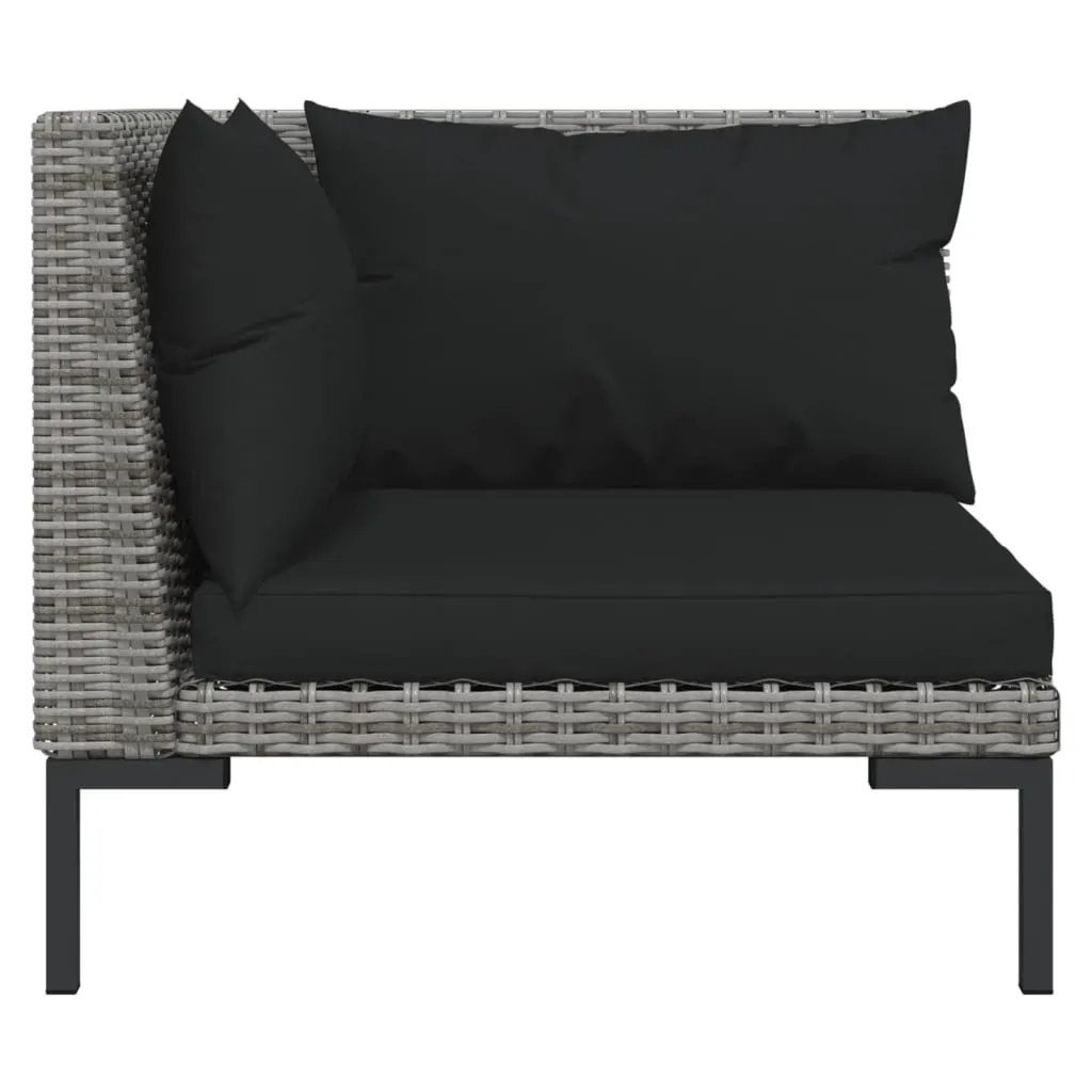 Garden Lounge Set with Cushions Poly Rattan Dark Grey Price