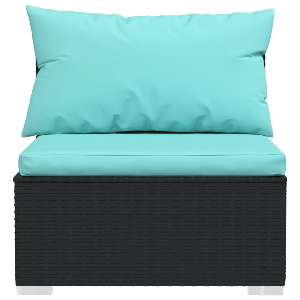 Garden Lounge Set with Cushions Poly Rattan Black Price