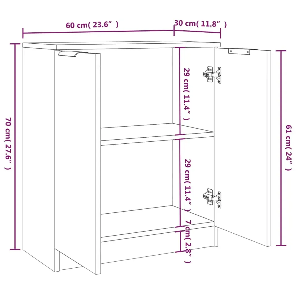 Sideboards 2 pcs 60x30x70 cm Engineered Wood Price