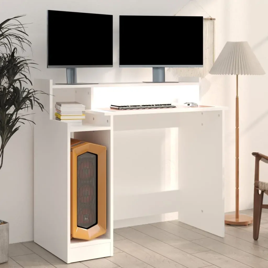 Desk with LED Lights 97x45x90 cm Engineered Wood Price