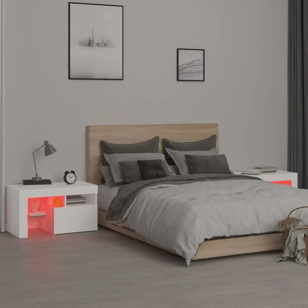 Northbrook Bedside Cabinets 2 pcs with LED Lights 70x36.5x40 cm Price