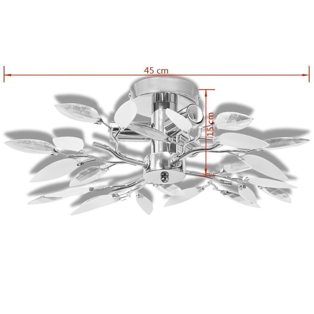 Ceiling Lamp Acrylic Crystal Leaf Arms 3 E14 Bulbs Price