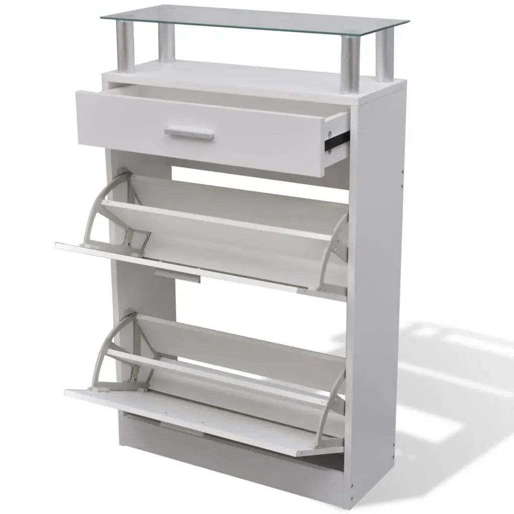 Shoe Cabinet with a Drawer and a Top Glass Shelf Wood Price