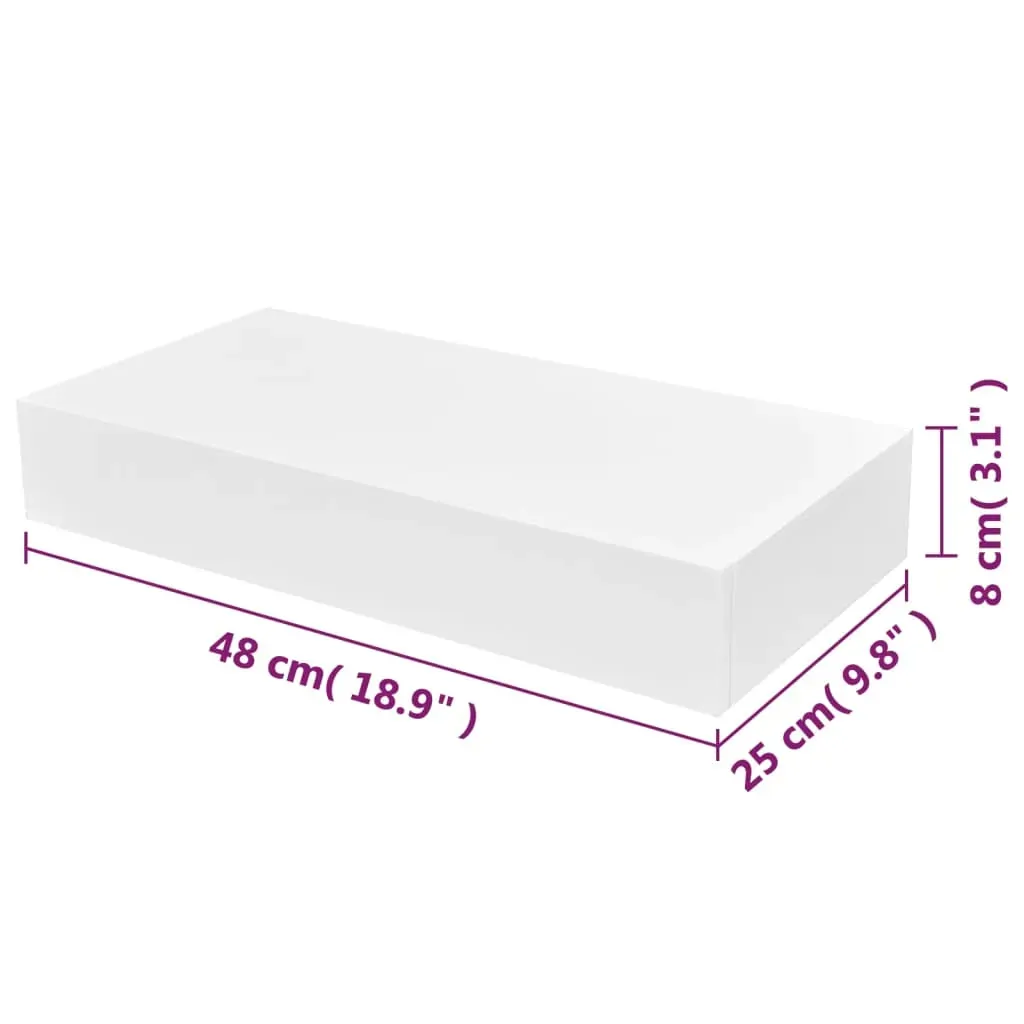 White MDF Floating Wall Display Shelf Drawer Book/DVD Storage Price