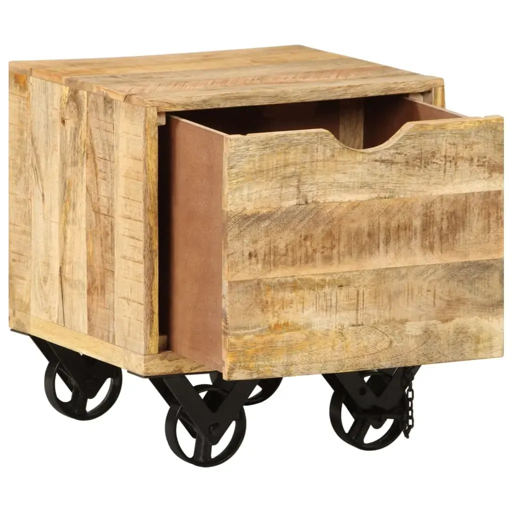 Whakatane Side Table with Drawer Wheels Mango Wood 40x40x45 cm Price