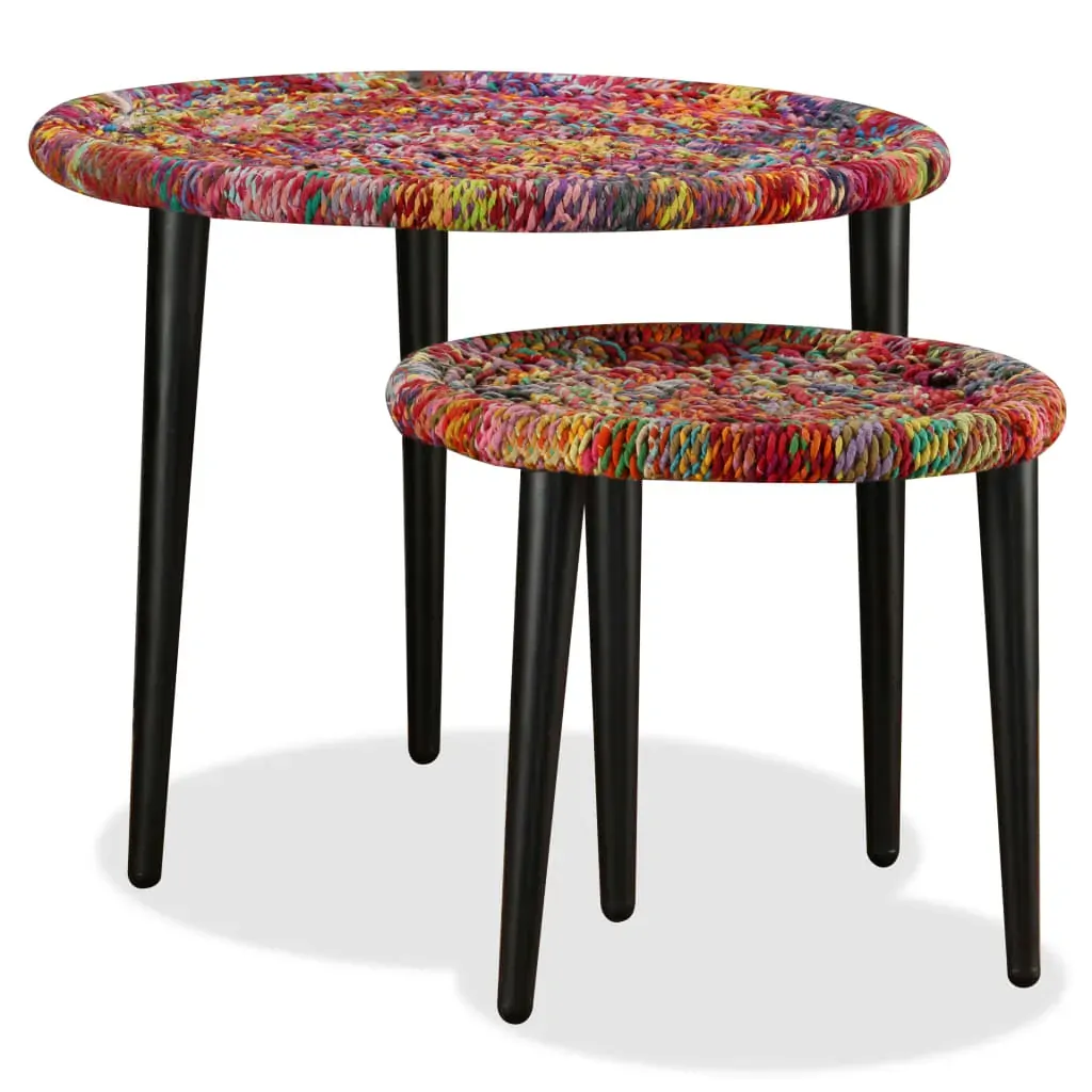 Coffee Table Set 2 Pieces Chindi Weave Details Price