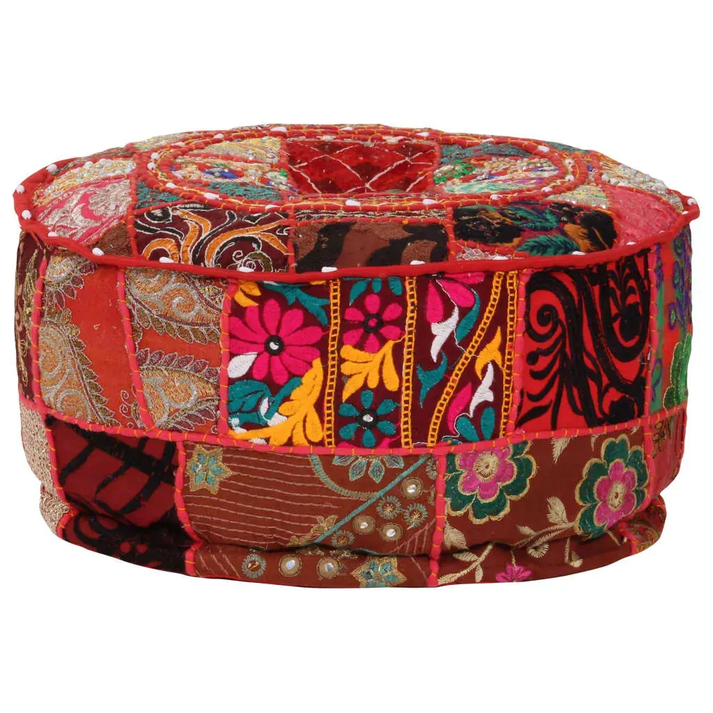 Patchwork Pouffe Round Cotton Handmade 40x20 cm Price
