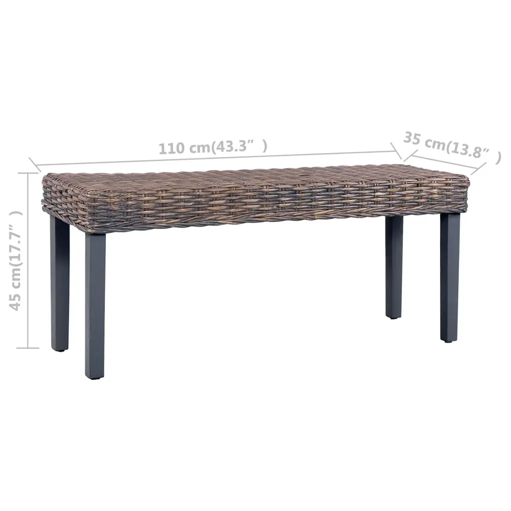 Bench 110 cm Natural Kubu Rattan and Solid Mango Wood Price